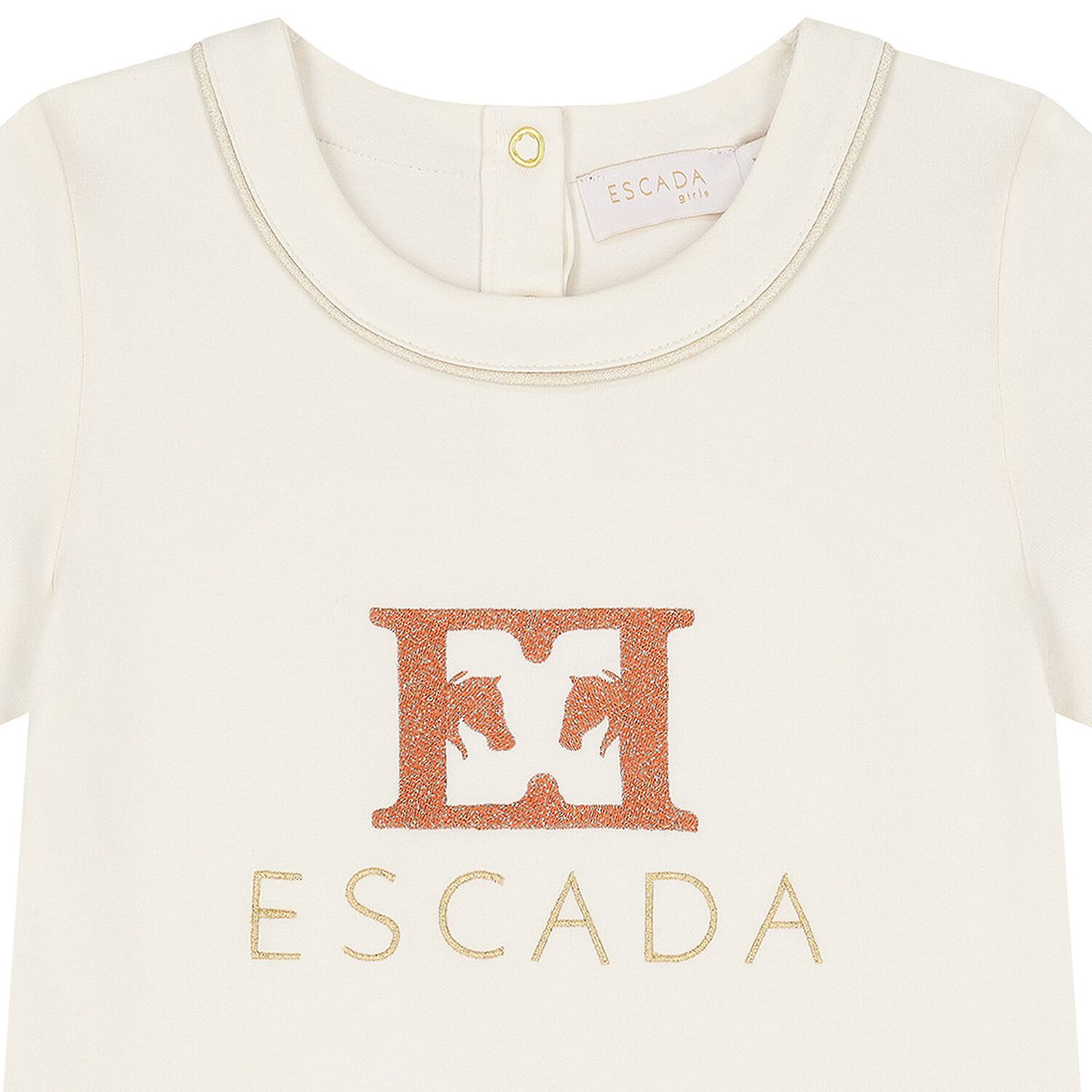 تي شيرت بنات بالشعار باللون العاجي, 1, hi-res