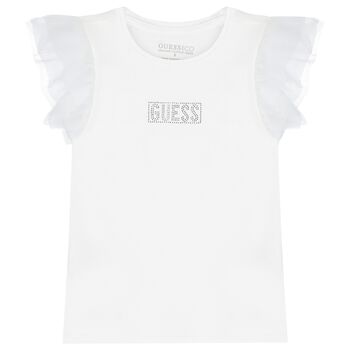 Girls White Logo Tulle T-Shirt