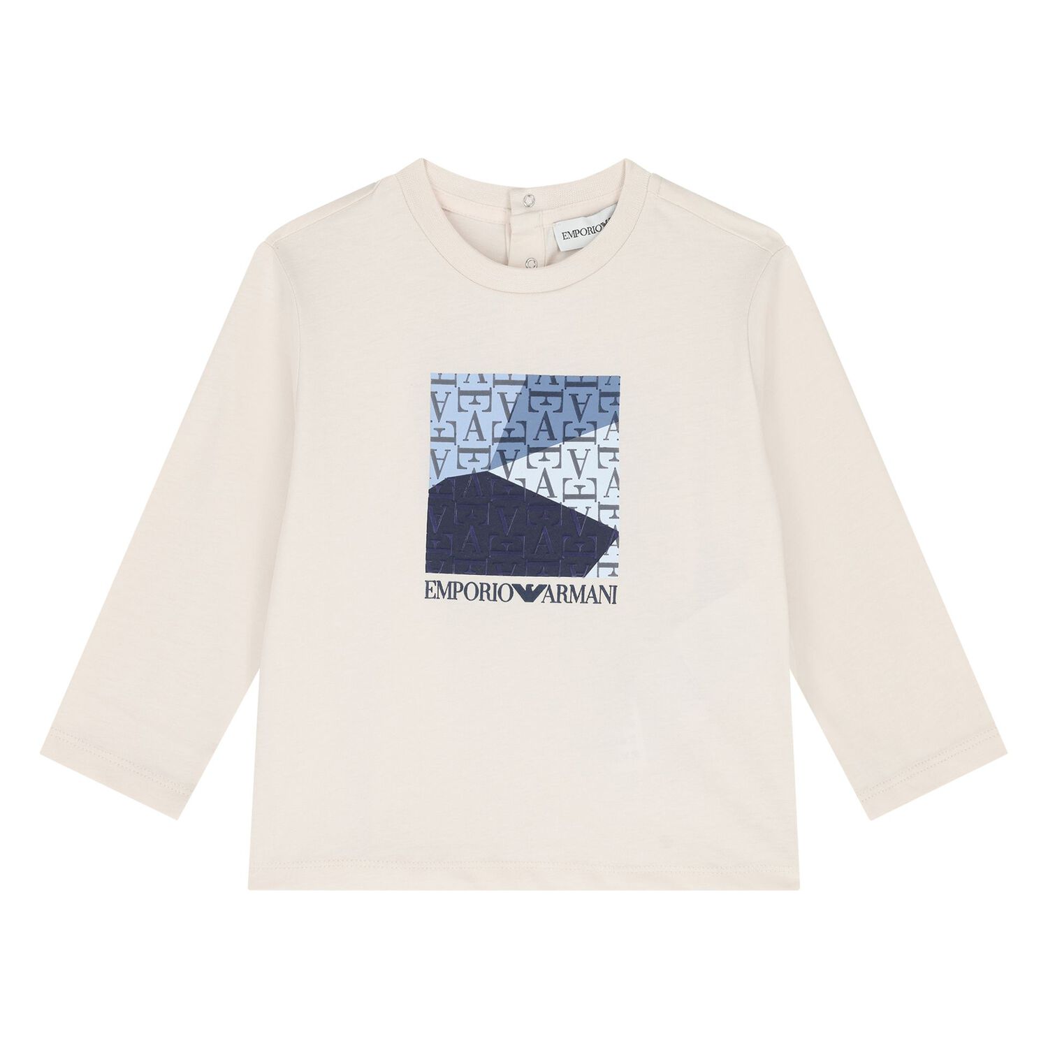 Younger Boys Beige & Ivory Logo Long Sleeve Top ( 2-Pack ), 1, hi-res