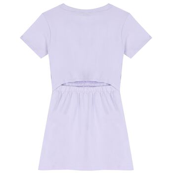 Girls Purple Glittery Logo Dress