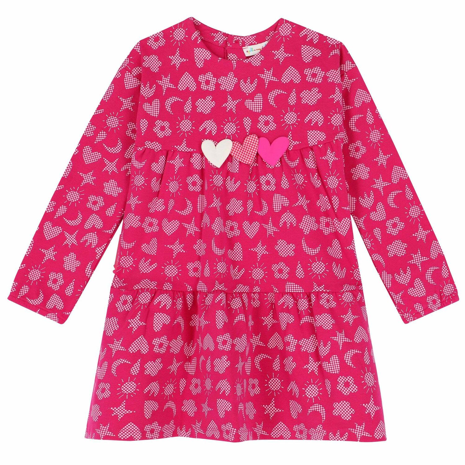 Girls Pink Printed Dress, 1, hi-res