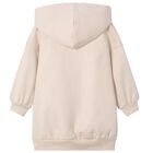 Girls Beige Fleece Hooded Dress, 2, hi-res
