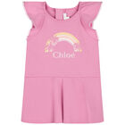 Younger Girls Pink Logo Dress, 1, hi-res