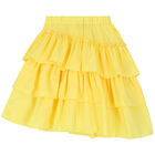 Girls Yellow Ruffled Logo Skirt, 1, hi-res