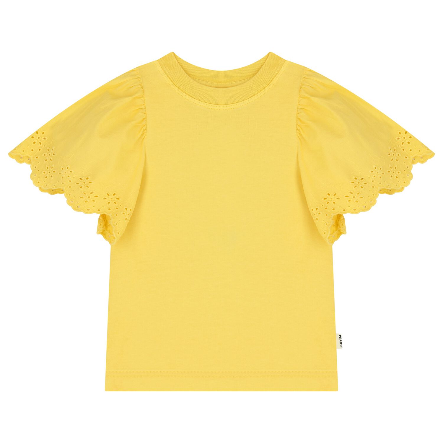 Girls Yellow Broderie Anglaise Top, 1, hi-res