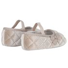 Baby Girls Beige Velvet Pre Walker Shoes, 2, hi-res