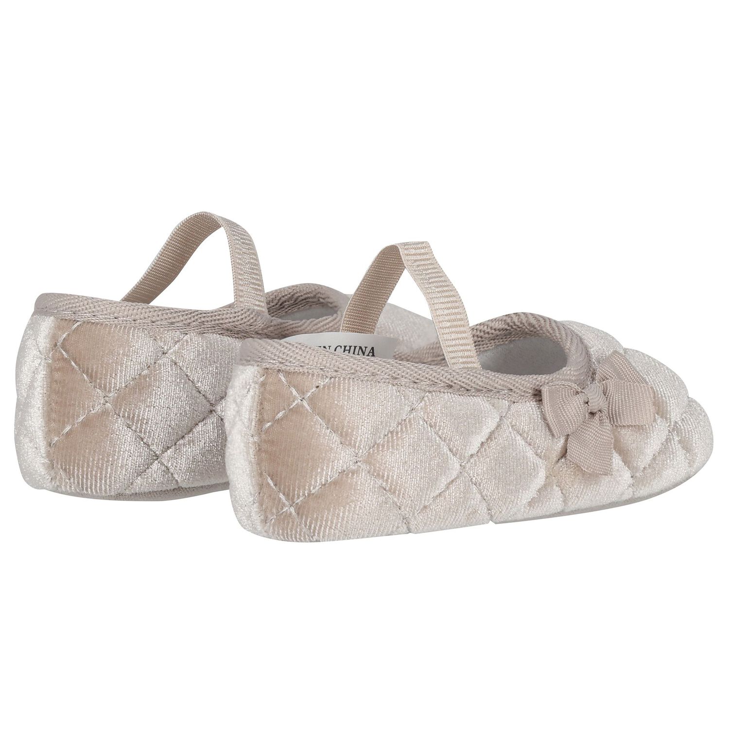 Baby Girls Beige Velvet Pre Walker Shoes, 2, hi-res image number null