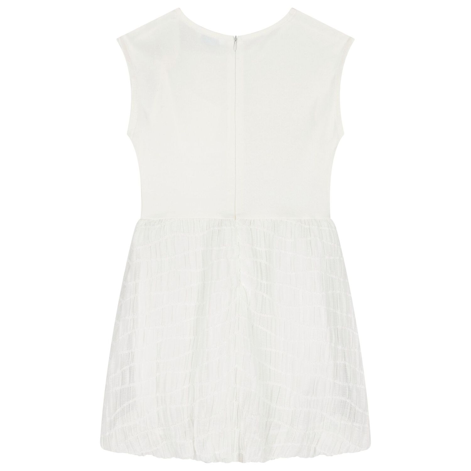 Girls Ivory Chiffon Bubble Dress, 1, hi-res