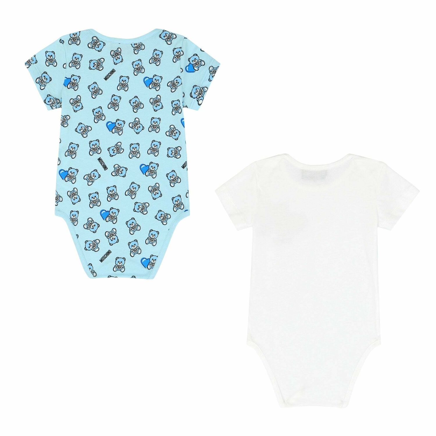White & Blue Teddy Bear Bodysuit Set, 1, hi-res