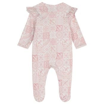 Baby Girls Pink & White Babygrow