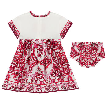 Younger Girls Pink & Ivory Majolica Dress Set