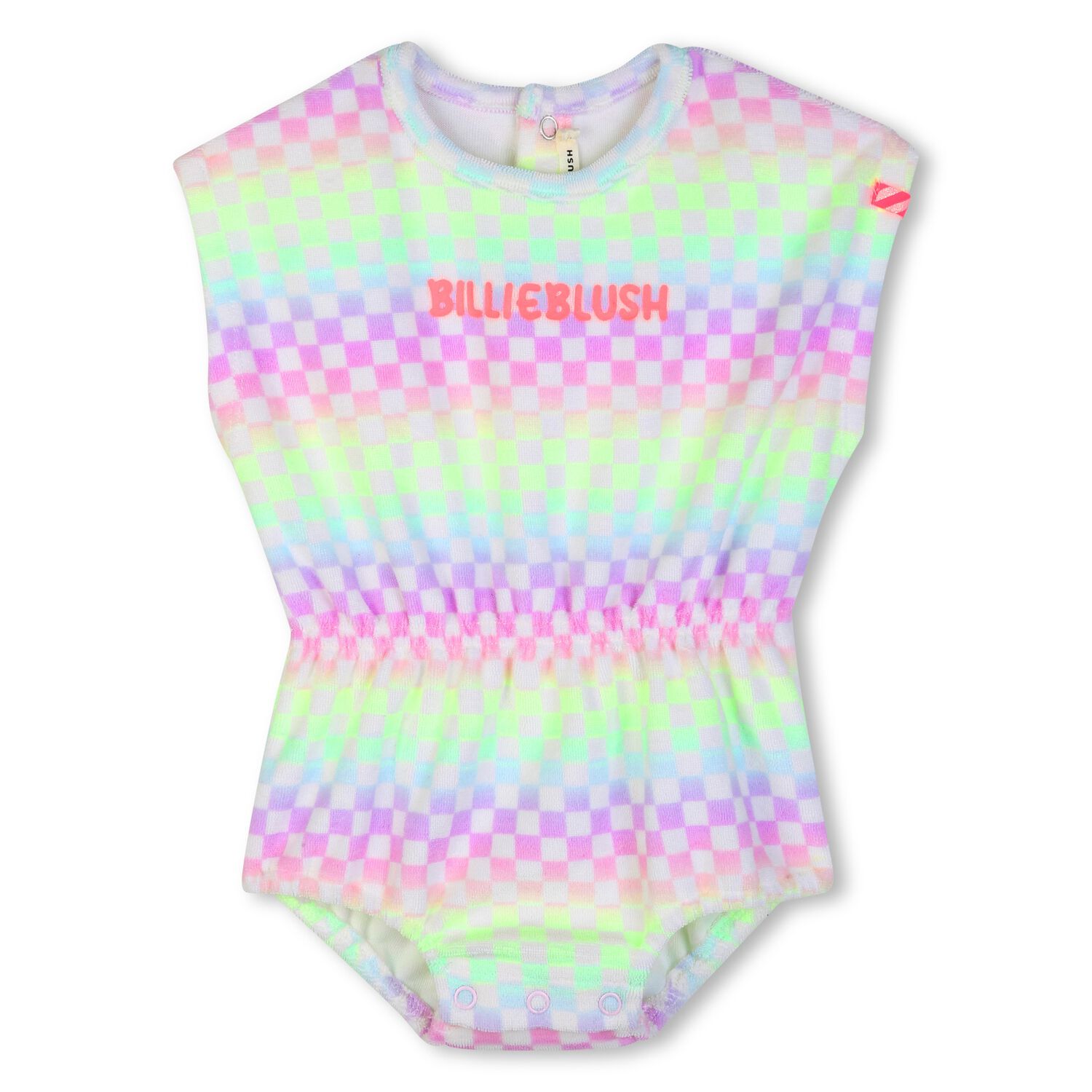 Younger Girls Multi-Coloured Checkered Playsuit, 1, hi-res