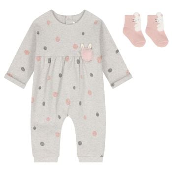 Baby Girls Grey & Pink Romper Set
