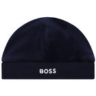 Baby Boys Navy Blue Logo Hat, 1, hi-res