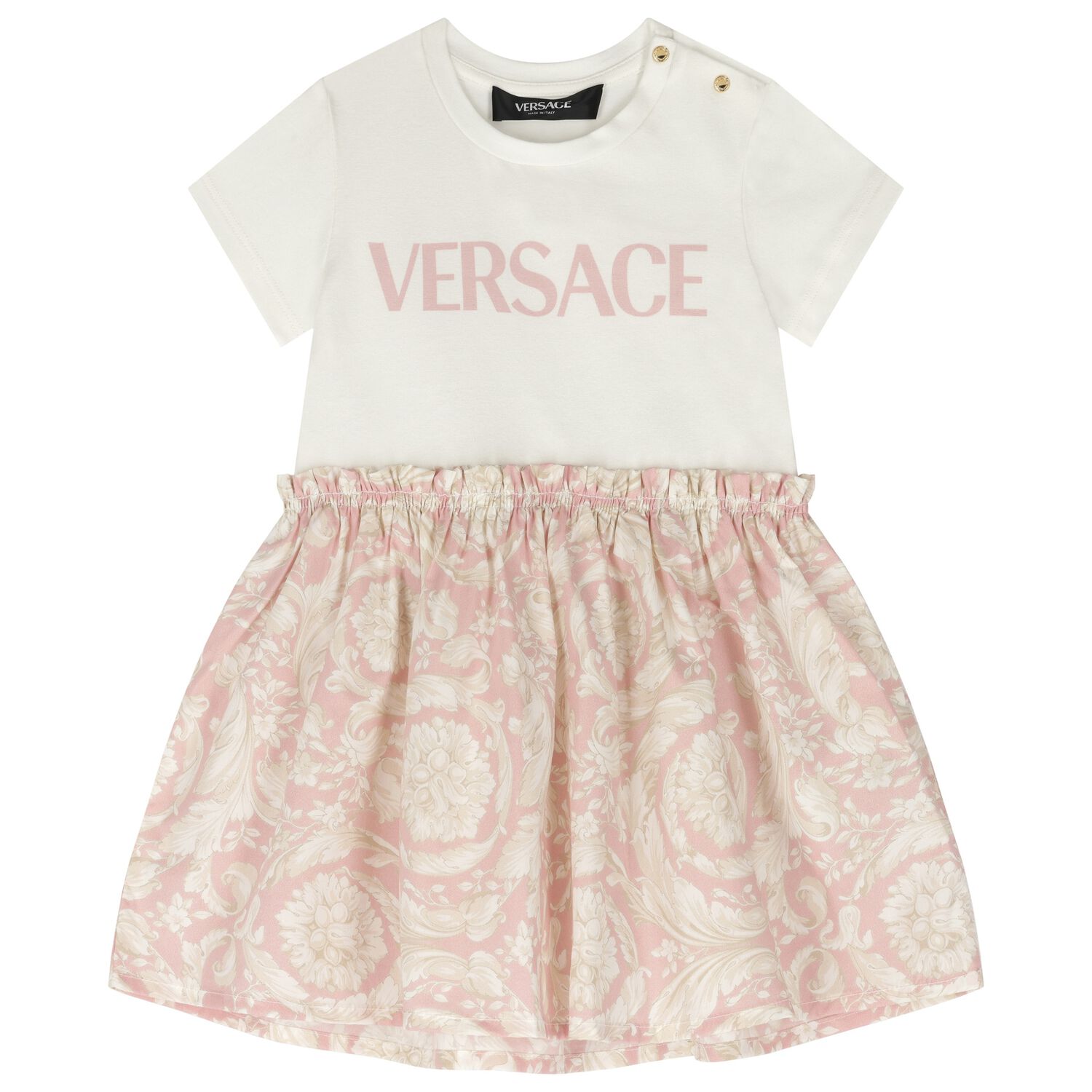 Younger Girls Ivory & Pink Barocco Dress, 1, hi-res image number null