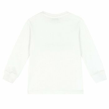 Younger Boys White Logo Top