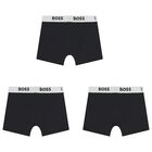 Boys Black Boxer Shorts (3-Pack), 1, hi-res