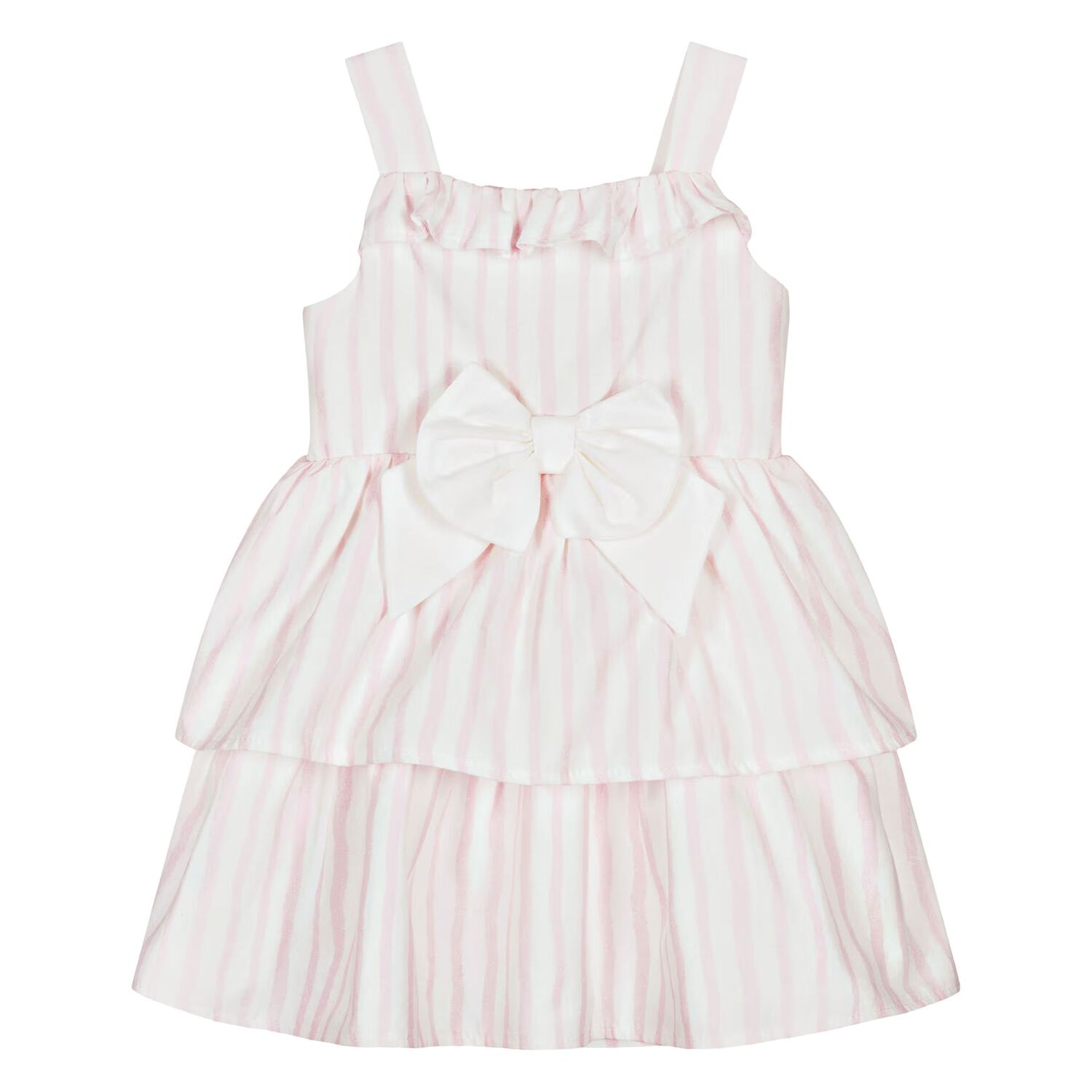 Baby Girls White & Pink Striped Dress Set, 1, hi-res