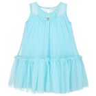 Girls Aqua Tulle Dress, 1, hi-res