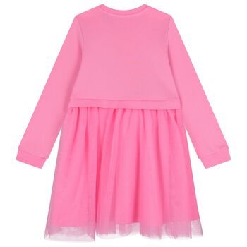 Girls Pink Logo Tulle Dress