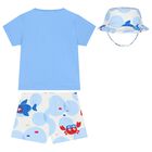 Baby Boys Blue & White Octopus Swim Shorts Set, 1, hi-res