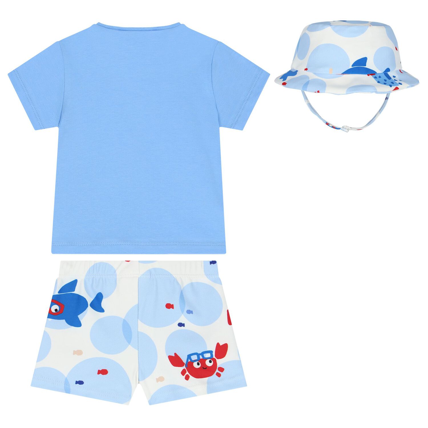 Baby Boys Blue & White Octopus Swim Shorts Set, 1, hi-res
