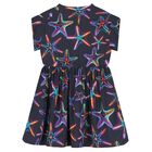 Girls Navy Blue Starfish Dress, 1, hi-res