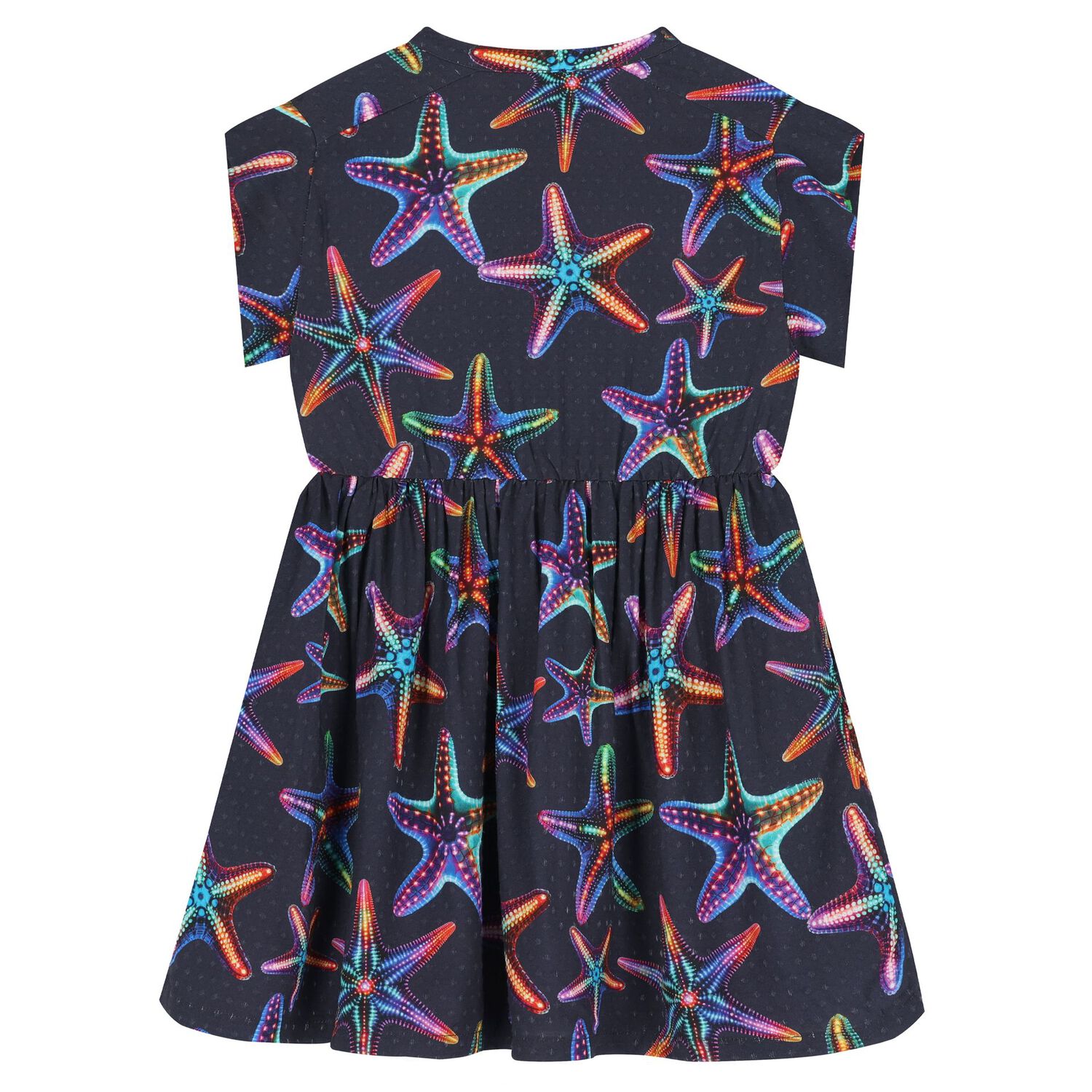 Girls Navy Blue Starfish Dress, 1, hi-res image number null