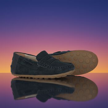 Boys Navy Blue Moccasins