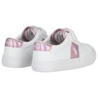 Girls White & Pink Logo Trainers, 1, hi-res