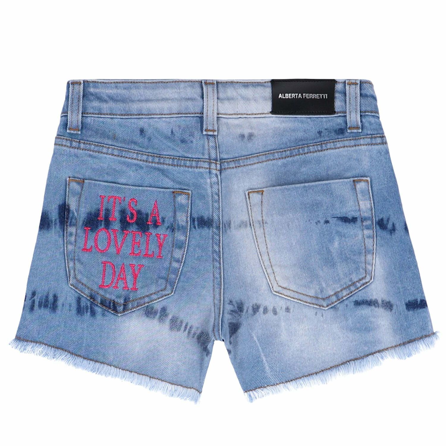 Girls Blue Denim Shorts, 1, hi-res image number null