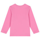 توب باكمام برسمة التفاحة باللون الوردي للبنات , 1, hi-res