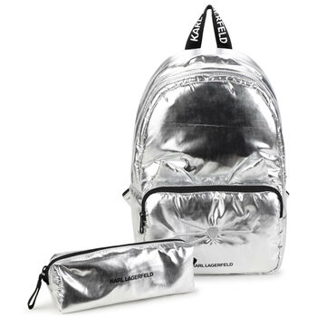 Girls Silver Choupette Backpack & Pencil Case