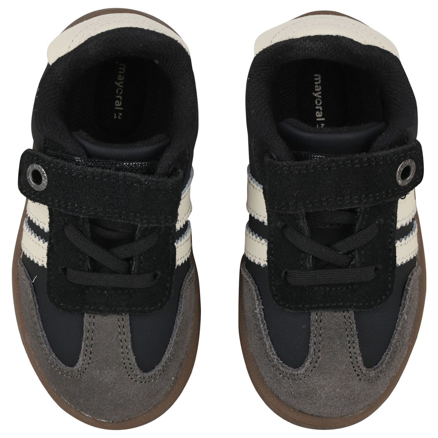 Younger Boys Black & White Trainers, 2, hi-res