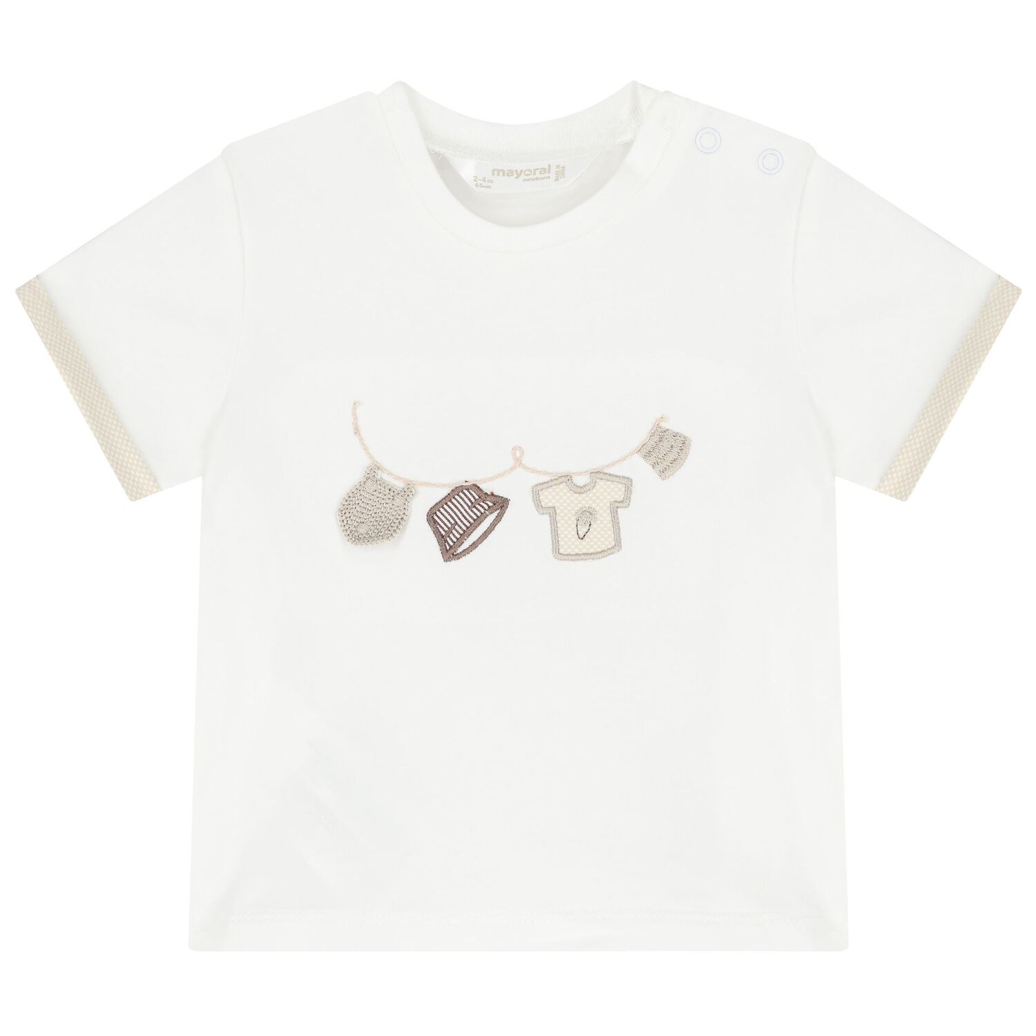 طقم شورت أولاد قطن باللون الأبيض والبيج (قطعتين) , 2, hi-res image number null