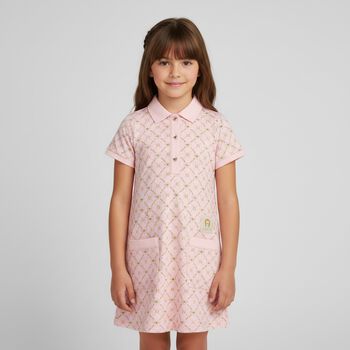 Girls Pink Logo Polo Dress