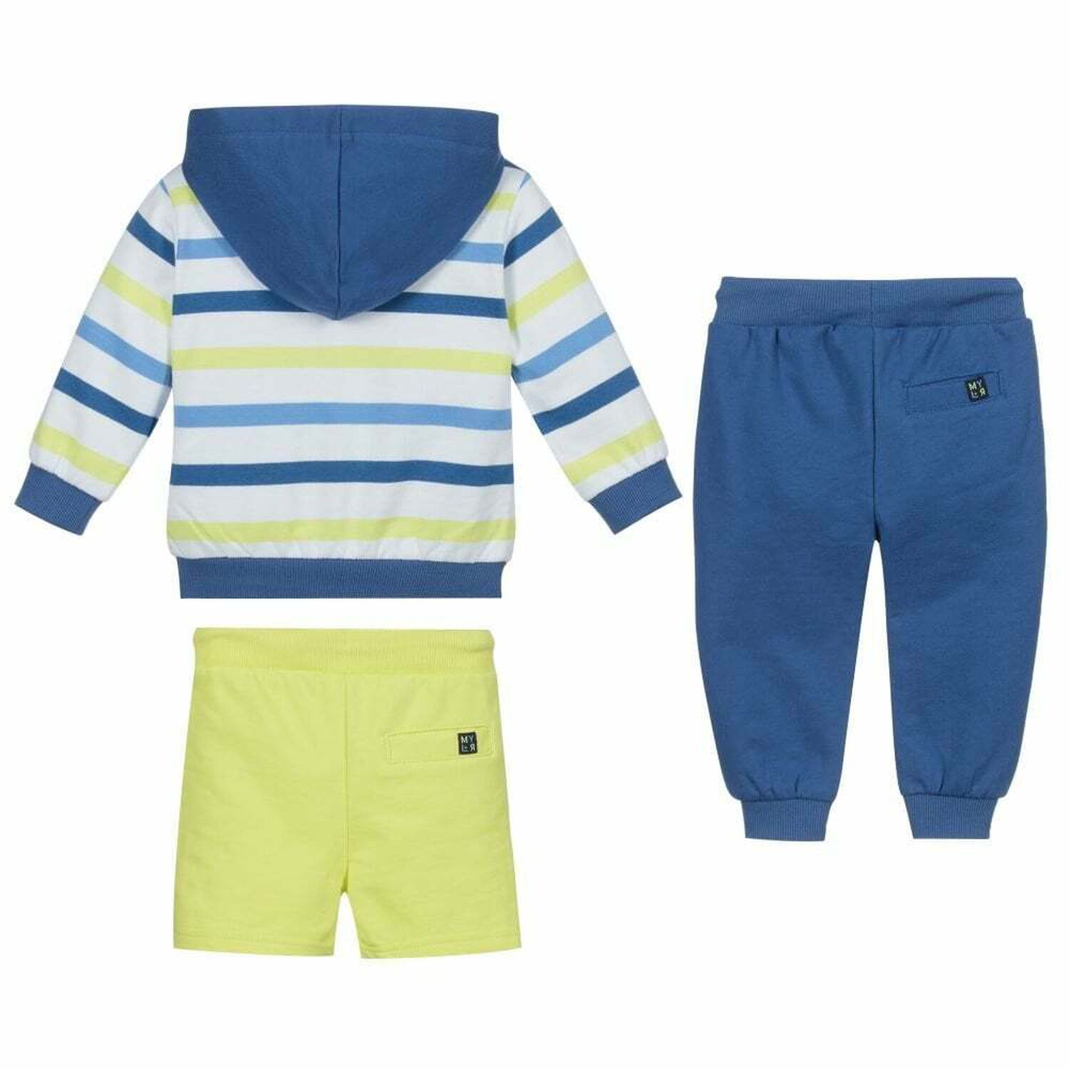 Baby Boys Blue & Neon Green 3-Piece Tracksuit, 1, hi-res image number null