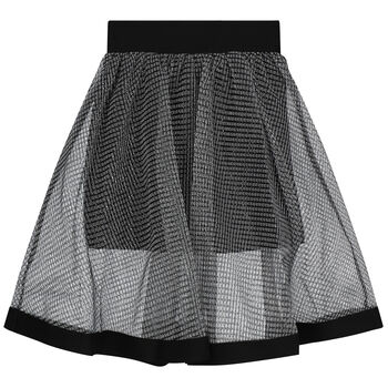Girls Black & Silver Glitter Mesh Skirt