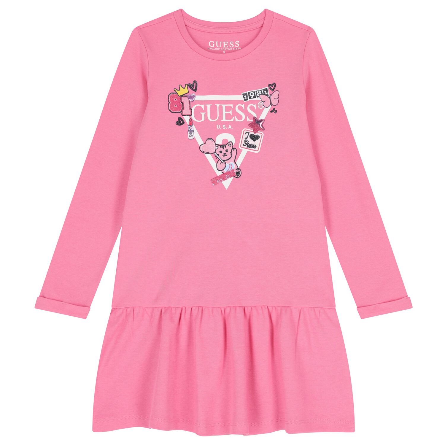 Girls Pink Logo Dress, 5, hi-res image number null