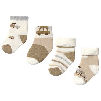 Baby Girls Ivory & Beige Socks (4 Pack)