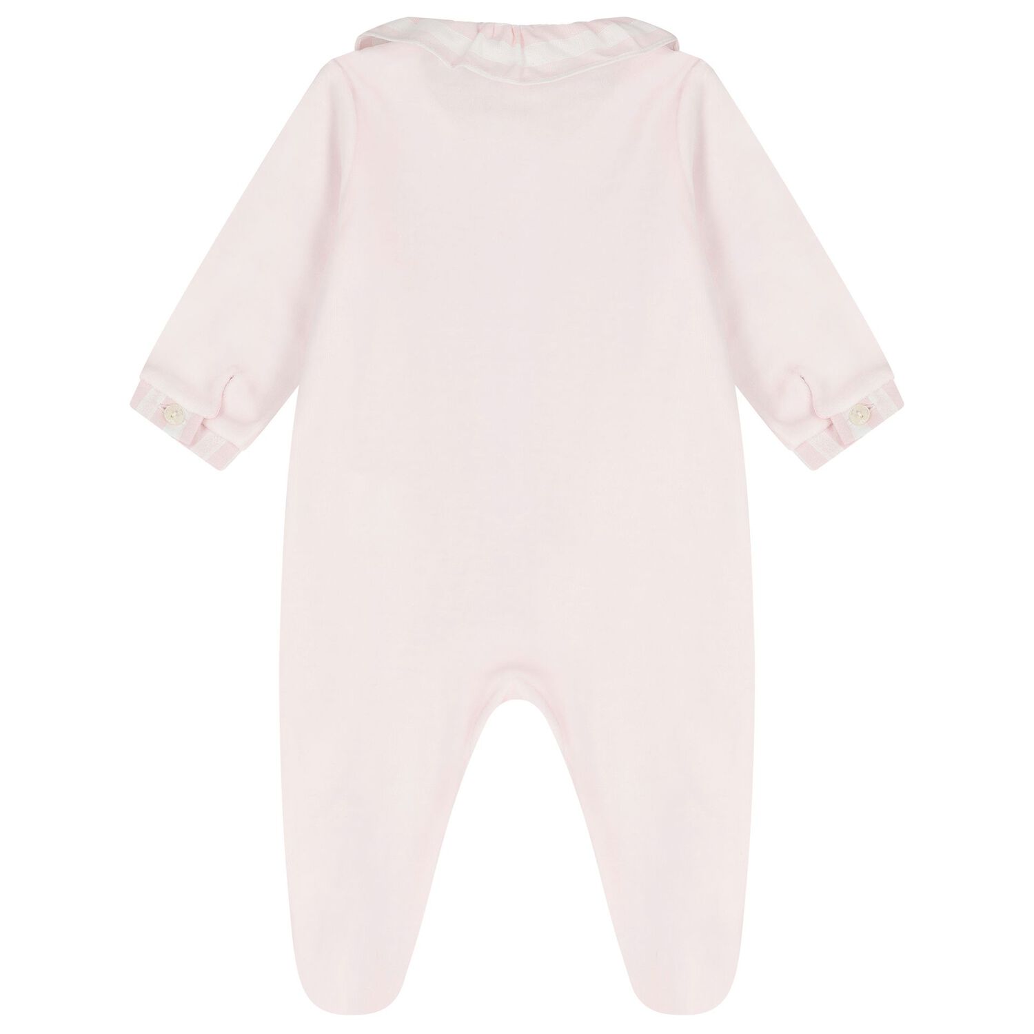 Baby Girls Pink Striped Collar Babygrow, 3, hi-res