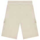 Boys Beige Logo Shorts, 2, hi-res