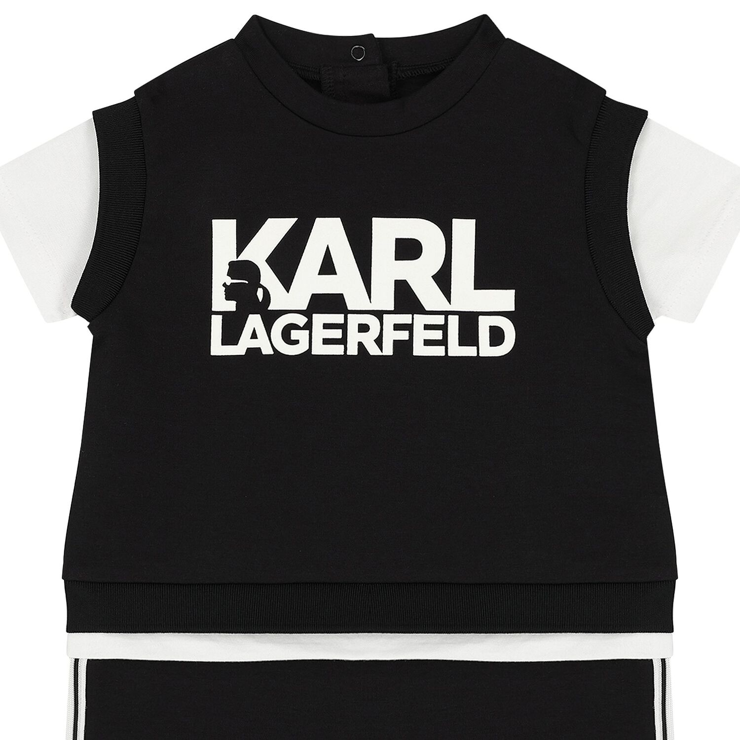 Baby Boys Black Logo Romper, 1, hi-res