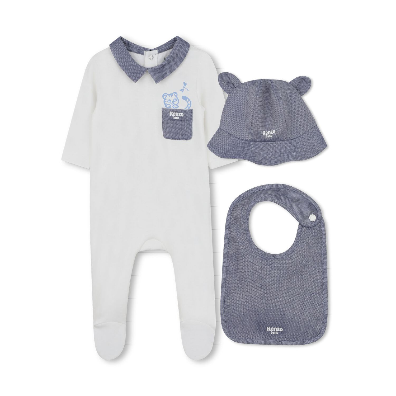 Baby Boys White & Blue Logo Babygrow Gift Set, 1, hi-res