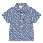 طقم شورت أولاد بالشعار باللون الأزرق والأبيض , 1, hi-res