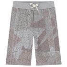 Boys Grey & Beige Logo Shorts, 1, hi-res
