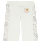 Girls Ivory Logo Trousers, 1, hi-res