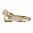 Girls Gold Ballerina Bow Shoes , 1, hi-res