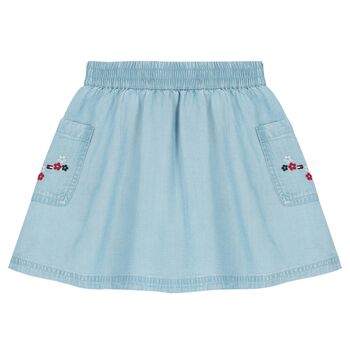 Girls Blue Logo Denim Skirts