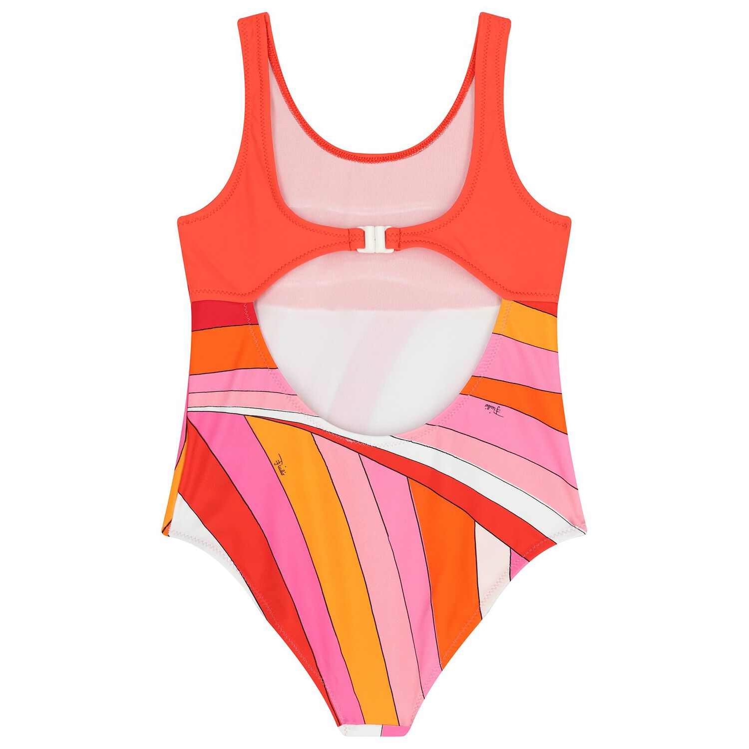 Girls Orange & Pink Iride Swimsuit, 1, hi-res
